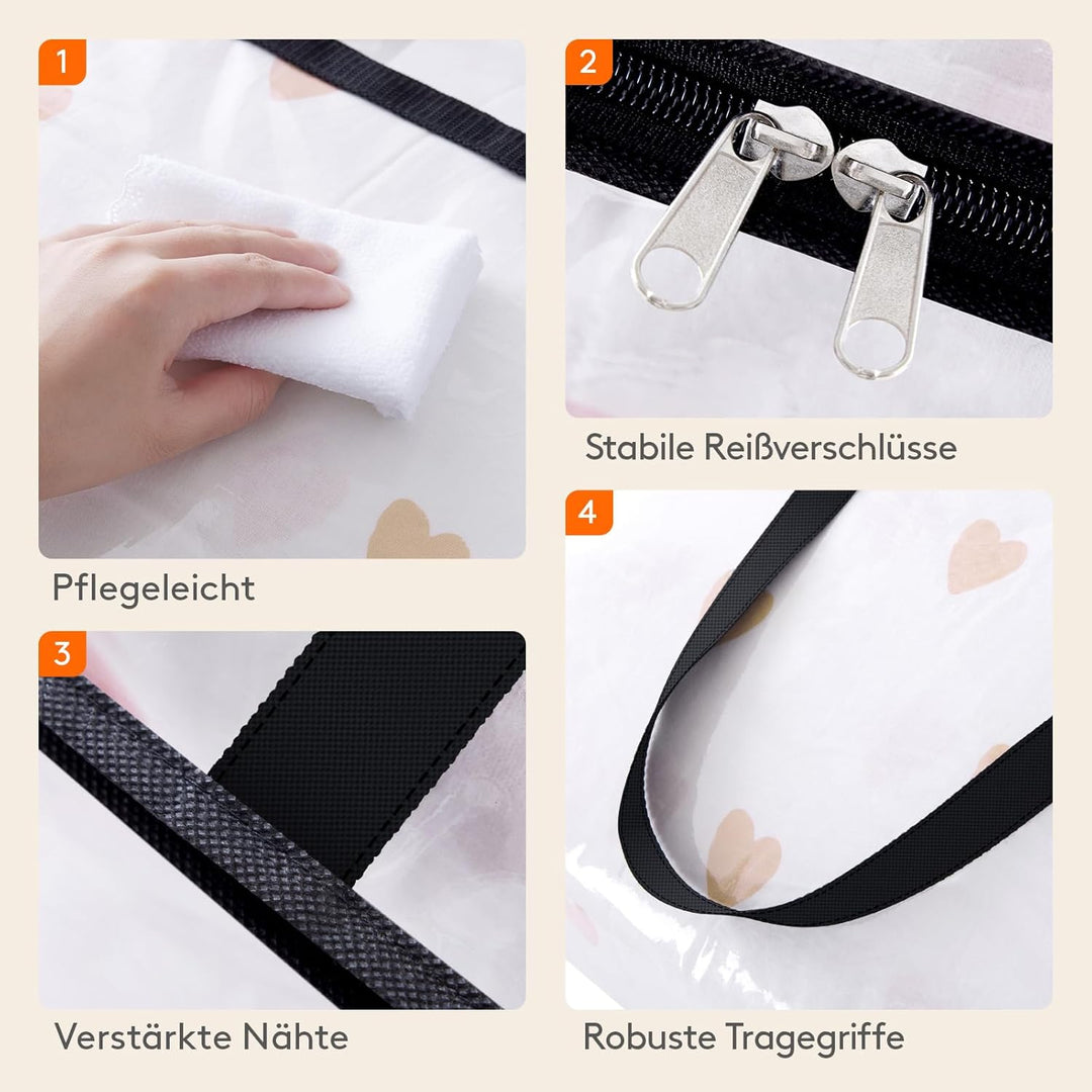 Lifewit 4 Stück Transparente Plastik Aufbewahrungstasche, 40L Kleiderschrank Organizer Aufbewahrungs