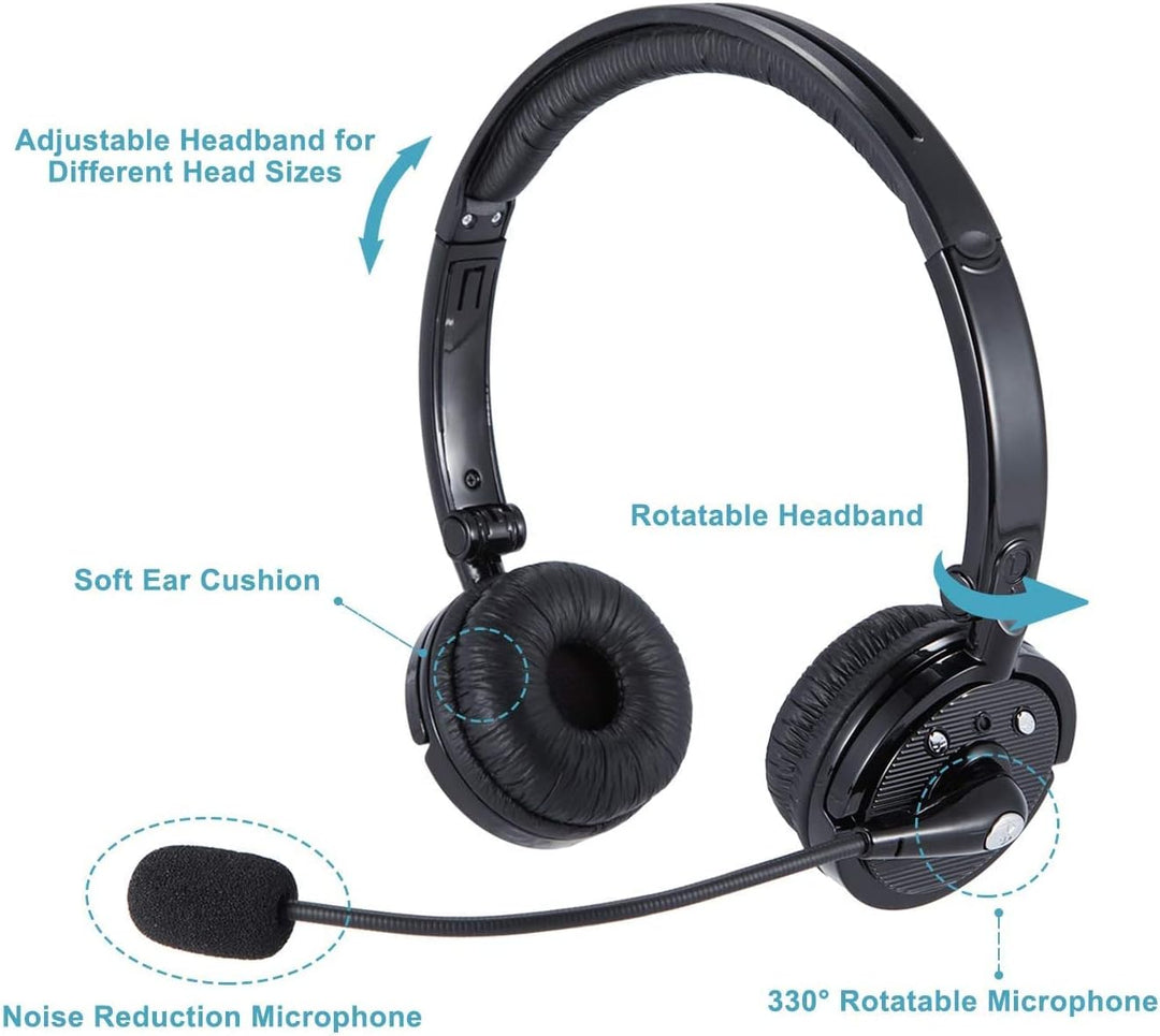 XBC Tech Bluetooth-Headsets mit Mikrofon, kabellose Bluetooth-Kopfhörer, Freisprecheinrichtung, On-E