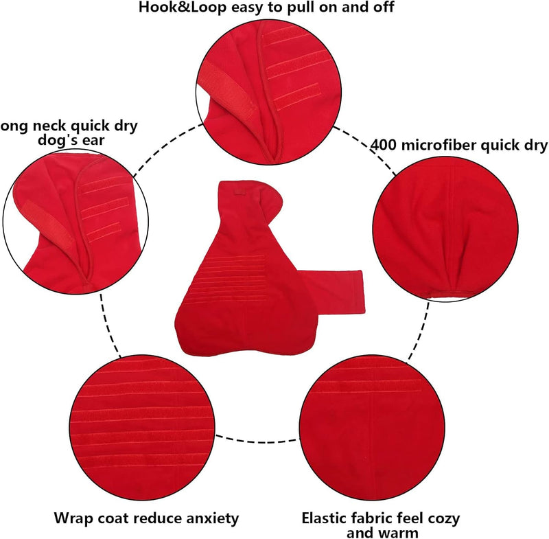 Morezi Hundebademantel-Jackenweste,schnelltrocknendes Baumwoll-Stretchhandtuch,geeignet für Haustier
