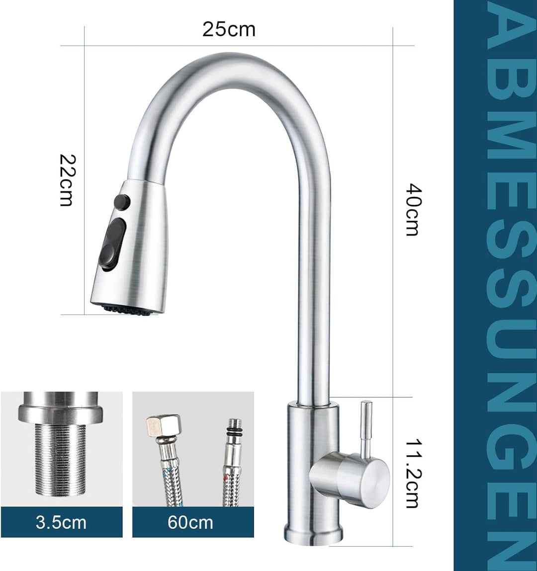 SURFOU Wasserhahn Küche Ausziehbar Schlauch, Küchenarmatur mit Brause Hochdruck, Spültischarmatur Wa