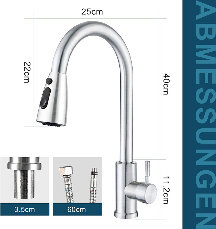 SURFOU Wasserhahn Küche Ausziehbar Schlauch, Küchenarmatur mit Brause Hochdruck, Spültischarmatur Wa