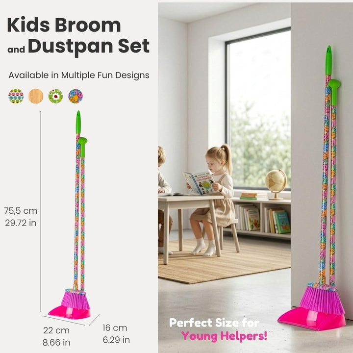 VIGAR – Reinigungsset für Kinder – Besen und Kehrschaufel – 22 x 16 x 96 cm – Modell Lolaflor – Set