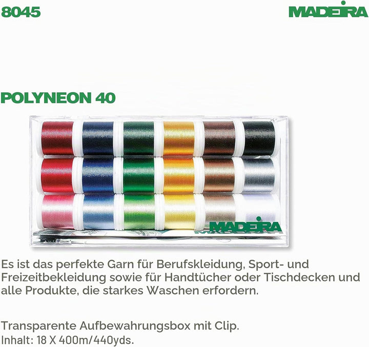 Madeira 8045 Stickbox Polyneon 18 Farben à 400 m A Einheitsgrösse, A Einheitsgr&amp;