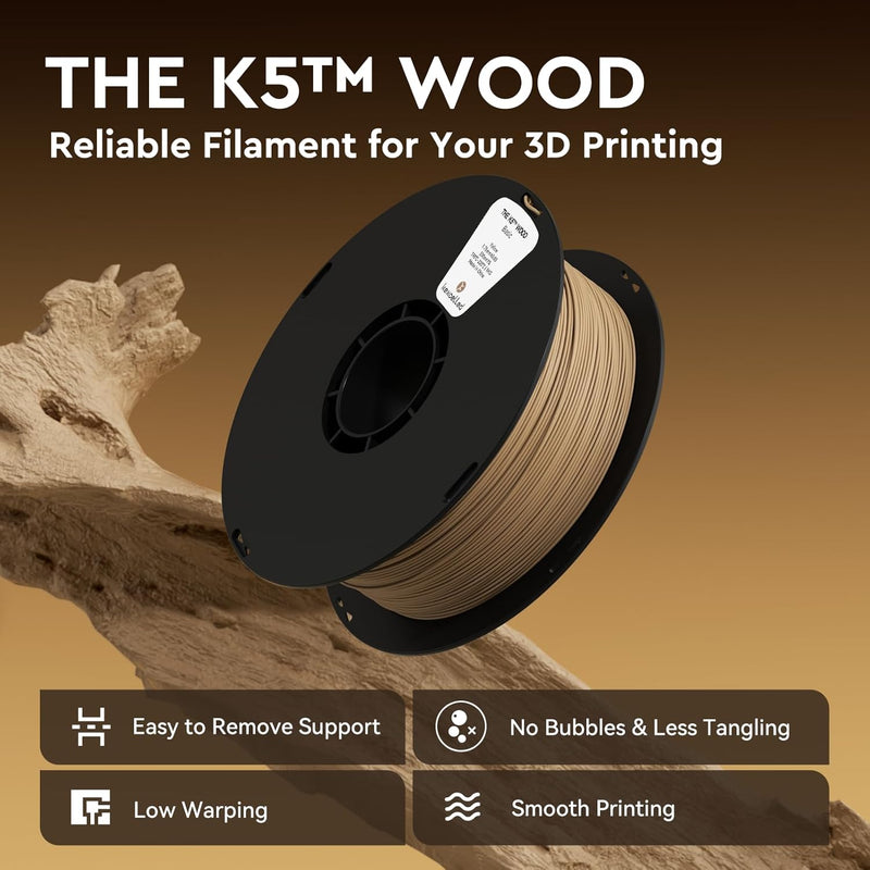 PLA Holz Filament 1,75mm, kexcelled Wood PLA Echtholz, 3D Drucker Filament, Spezielles PLA Holzoptik