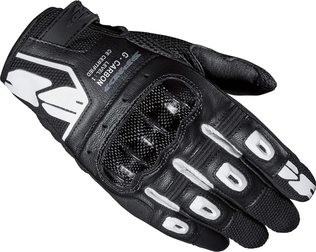 Spidi G-Carbon, Motorradhandschuhe, Farbe Schwarz-Weiss, Grösse XL, mit Resistiver Touchscreen-Funkt