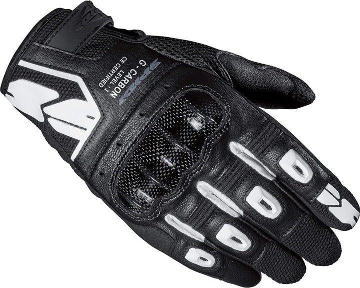 Spidi G-Carbon, Motorradhandschuhe, Farbe Schwarz-Weiss, Grösse XL, mit Resistiver Touchscreen-Funkt