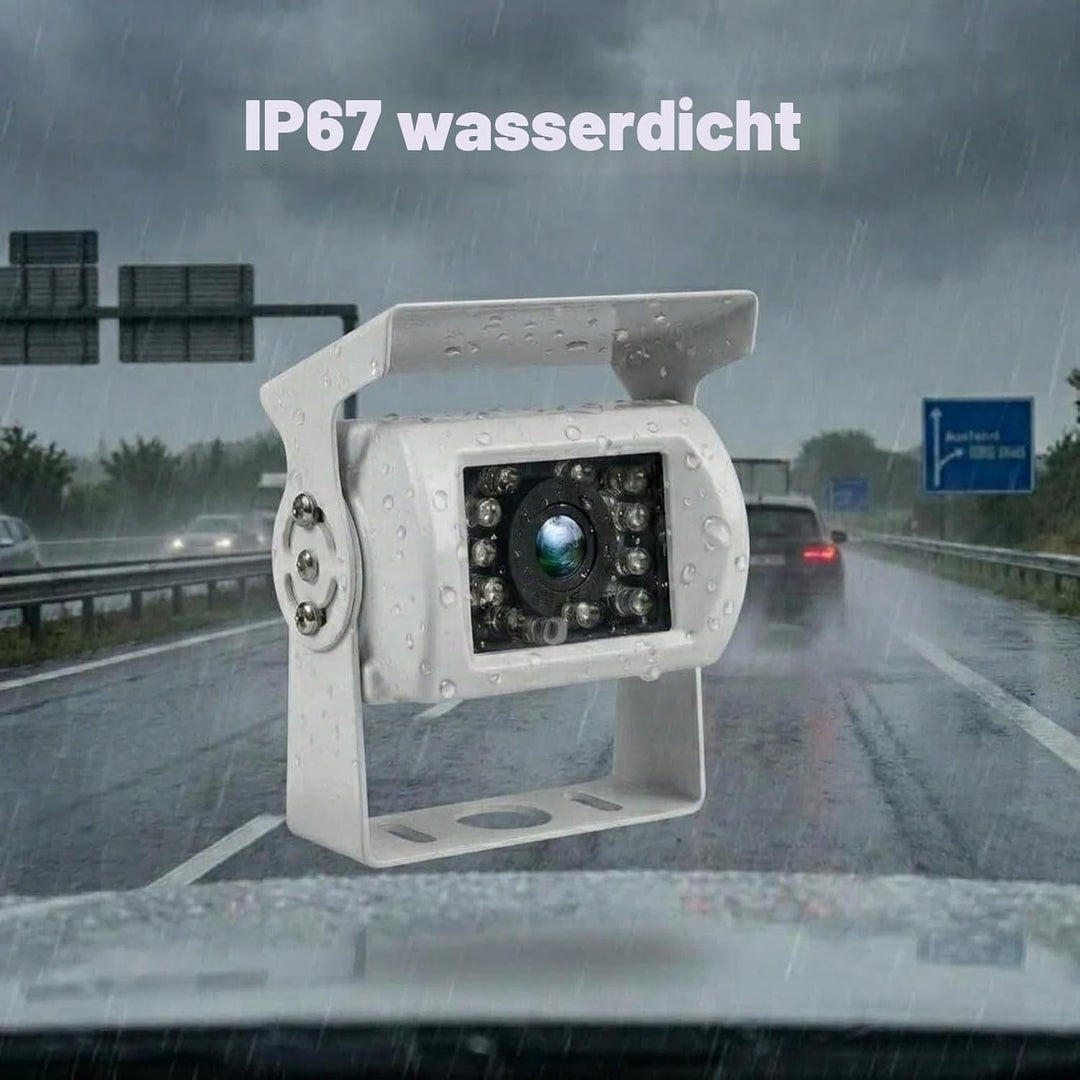 4-Pin Rückfahrkamera für LKW, 18 LEDs Nachtsicht, wasserdicht, 10 m Kabel | Weiss, Wasserdicht, IR N