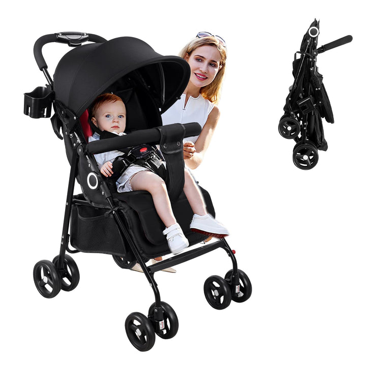 Vinteky Kinderwagen Buggy Kinderbuggy klappbar Sportwagen Faltbar 360° 4-Zoll-Räder, mit Liegefunkti