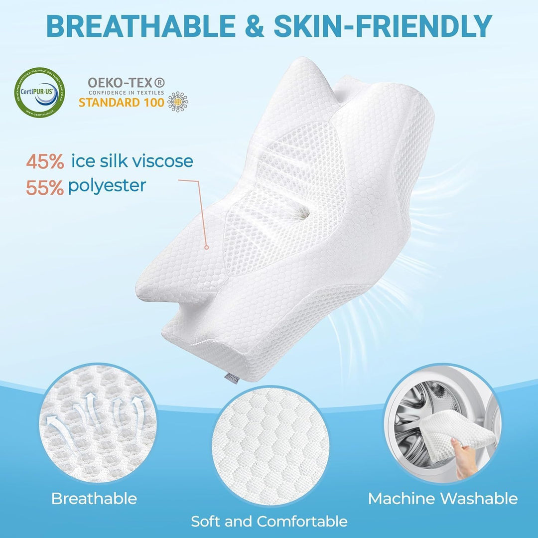 Elviros Orthopädisches Kissen aus Memory Foam, Seitenschläferkissen Nackenstützkissen, Kopfkissen Na