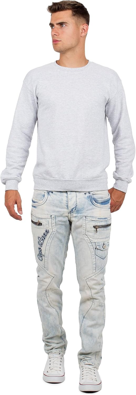 Cipo & Baxx Herren Jeans – Stylische Regular-Fit Denim mit Stone-Washed-Design, Used-Look & markante