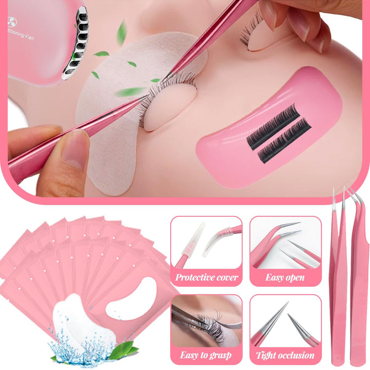 Lash Extension Kit Wimpern Praxis für Anfänger Professionelles Set mit Schaufensterkopf Abnehmbare A
