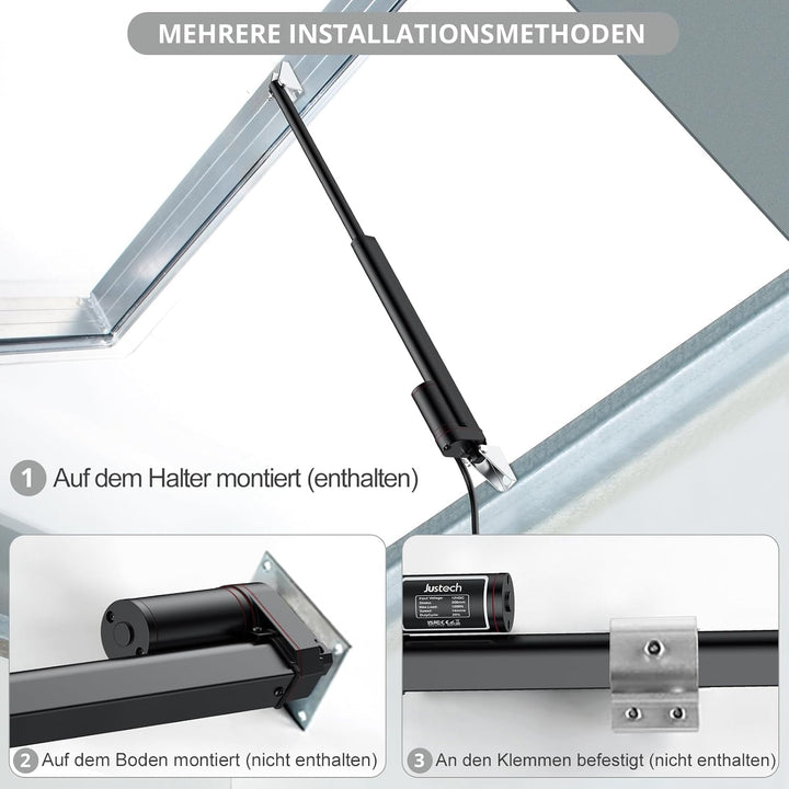 Justech Linear Actuator 300mm Linearantrieb 1000N IP65 Wasserdicht 14mm/s Motor Lineartechnik Aktuat