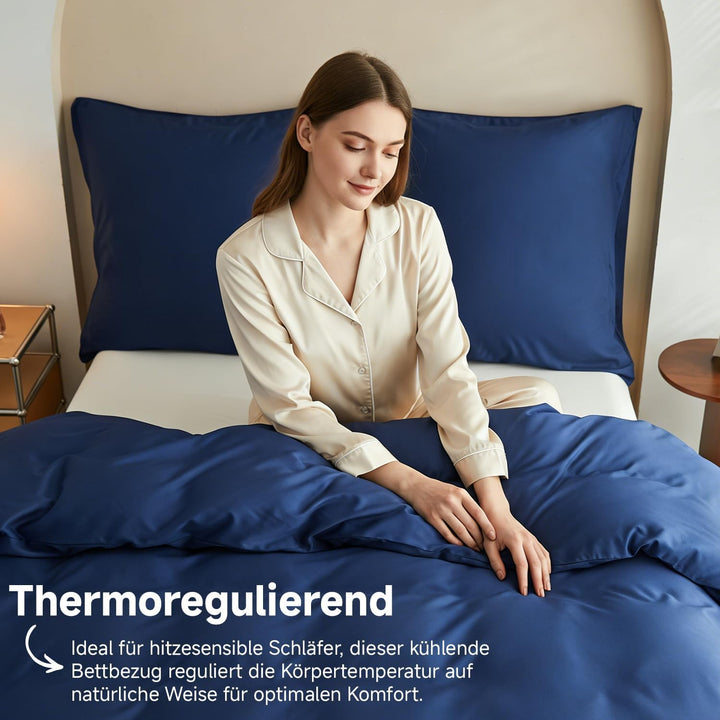 Simple&Opulence Bambus Bettbezug Set, Seidiger und weicher Bettbezug Kühle Bettwäsche Perfekt für Ha