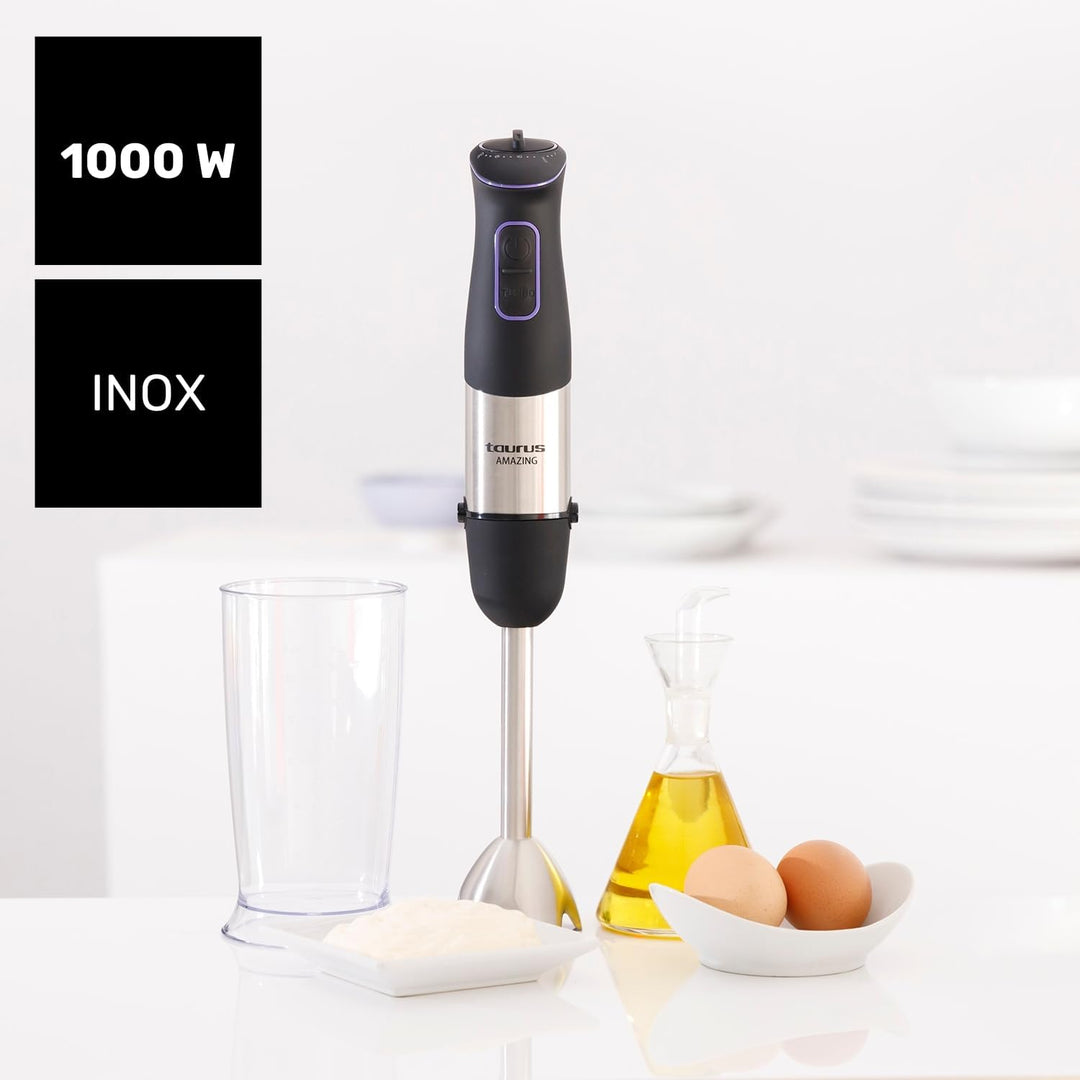Taurus Amazing AHB1000X - Stabmixer 1000W, 20 Geschwindigkeitsstufen, Turbo-Funktion, 4 Klingen aus