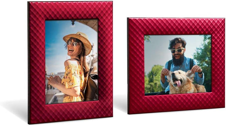 Mareli Bilderrahmen für den Tisch, Emailliertes Metall mit Geflecht Typ Netz, rot, Adatta a Foto 18x