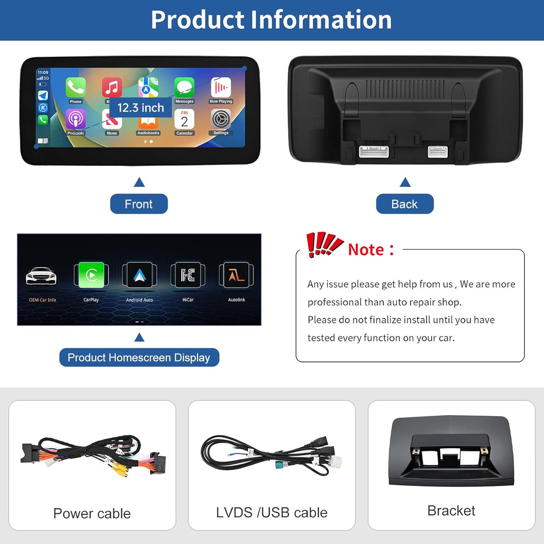 Road Top 12,3 Zoll Ultra-schmal Autoradio Touchscreen Drahtlos CarPlay Android Auto für Mercedes Ben