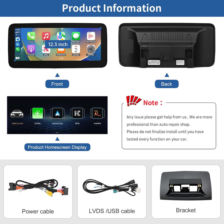 Road Top 12,3 Zoll Ultra-schmal Autoradio Touchscreen Drahtlos CarPlay Android Auto für Mercedes Ben
