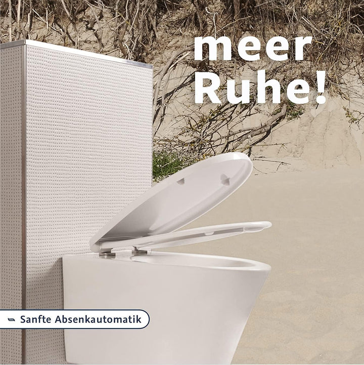 Blauer Hahn® WC Sitz Isar oval | Toilettendeckel mit Absenkautomatik und abnehmbar | Antibakterielle