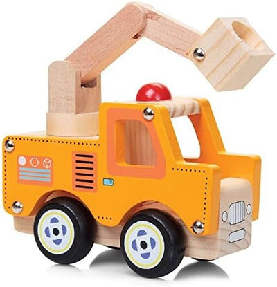 Tobar Kran-Wagen/Werkstatt-Wagen/Baustelle Holz-Spielzeug-Auto 13 cm lang