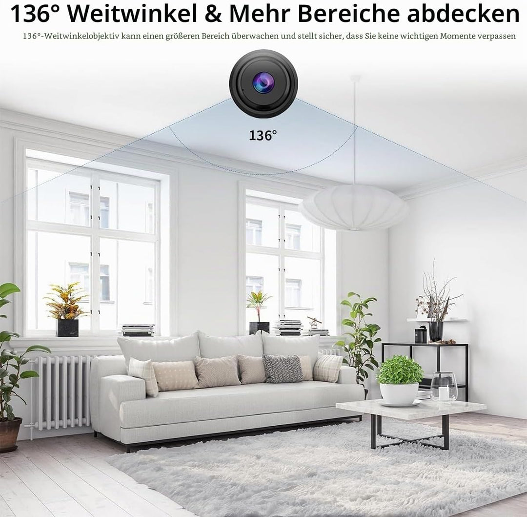 1080P HD Kleine Überwachungskameras, Lange Standby-Autonomie, WLAN Kamera | Unterstützt SD-Kartenspe