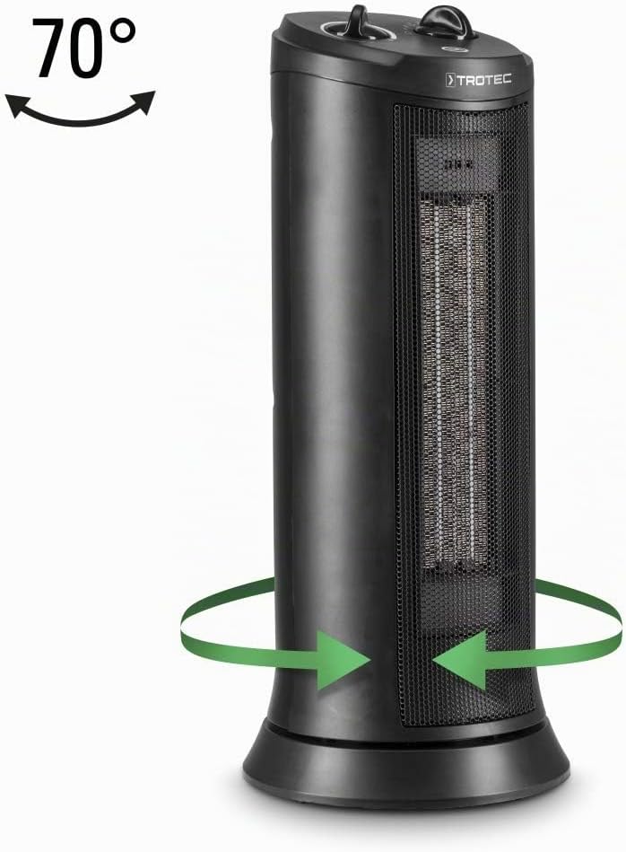 TROTEC Keramik Heizlüfter TFC 19 E – Heizleistung 1200 W / 2000 W – Heizung mit Thermostat, Raumgrös