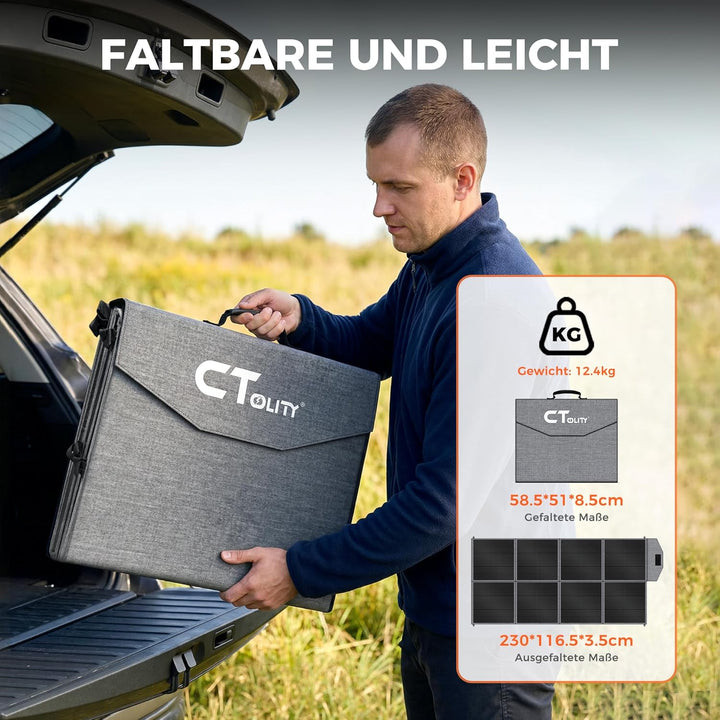 400W Faltbares Solarpanel Monokristallin mit Ständer, 23,5% Wirkungsgrad &amp; wasserdicht, Faltbares So