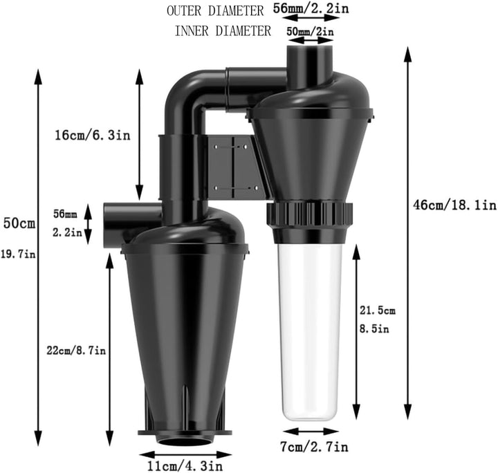 Doppelte Filtration und Zyklon Staubsammler für Holzbearbeitung DIY mit 50mm/2'' Turbolader Filter S