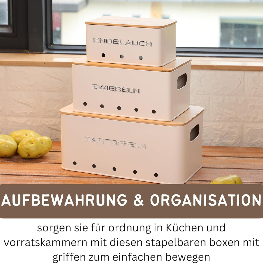 kartoffel aufbewahrungsbox - Set 3 aufbewahrung kartoffeln zwiebeln knoblauch - gemüse aufbewahrung
