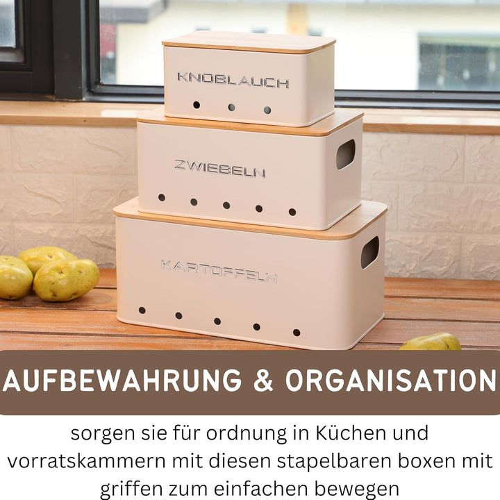 kartoffel aufbewahrungsbox - Set 3 aufbewahrung kartoffeln zwiebeln knoblauch - gemüse aufbewahrung