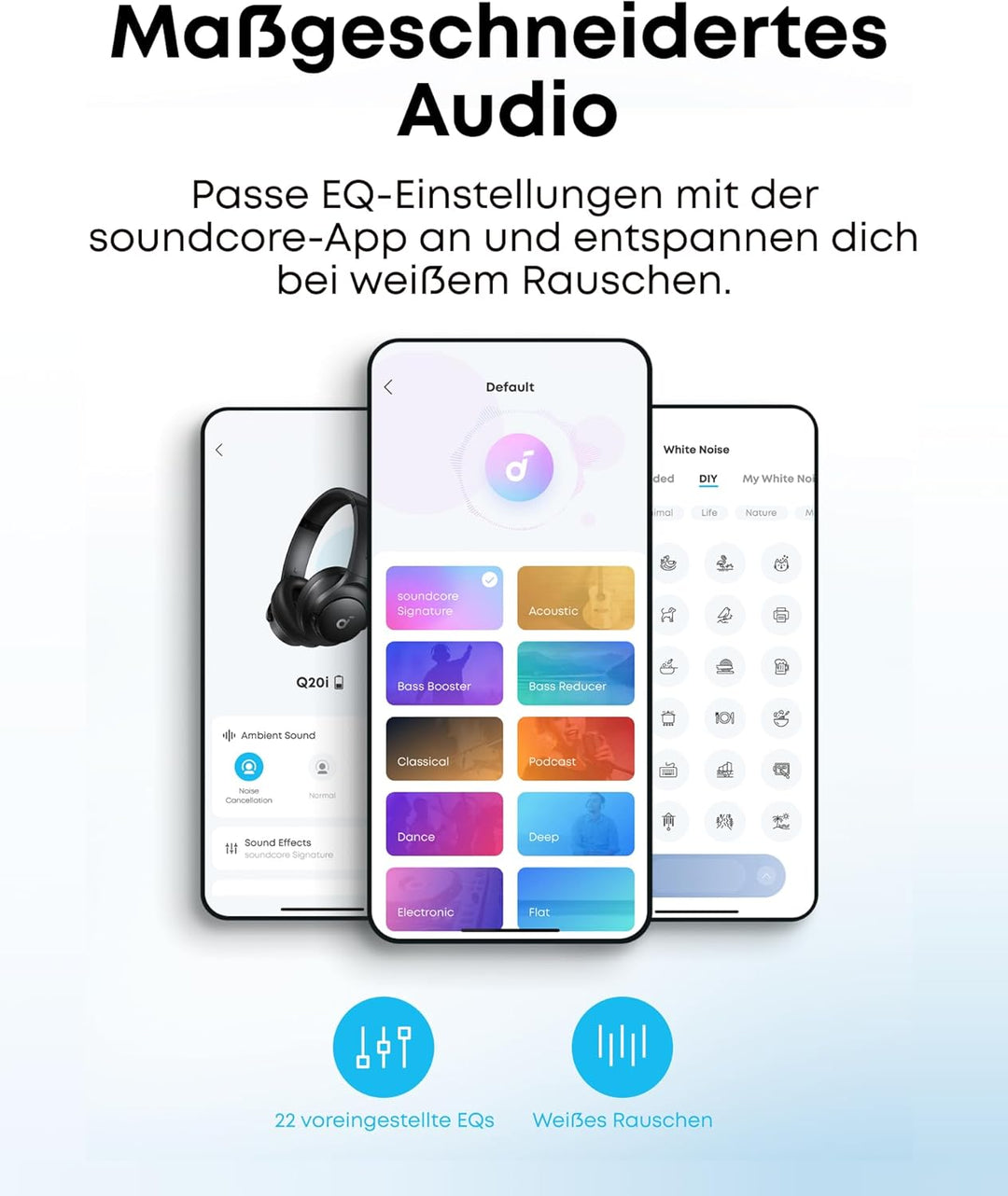 soundcore by Anker Q20i kabelloser Bluetooth Over-Ear-Kopfhörer mit Hybrid Active Noise Cancelling,