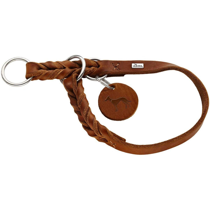 HUNTER SOLID EDUCATION Dressurhalsung für Hunde, Leder, weich, griffig, 45 (S-M), cognac cognac 45 (