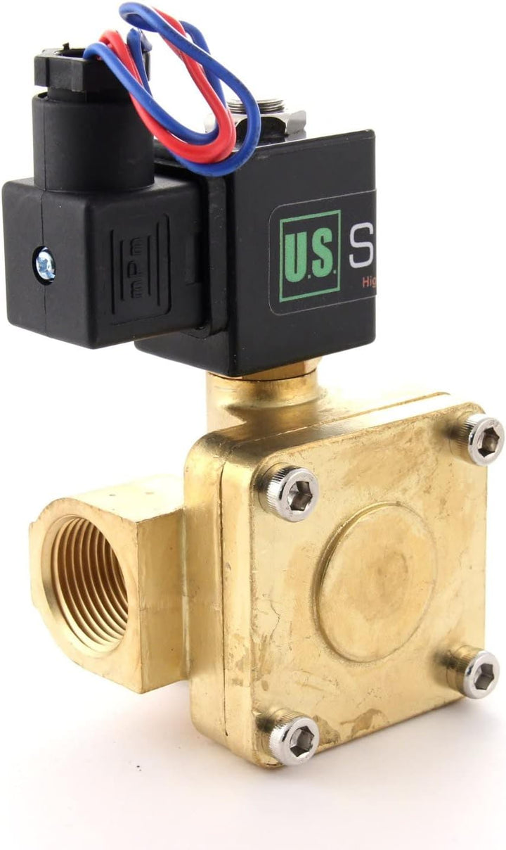 U.S. Solid 3/4" G 12 V DC Messing Magnetventil für Wasser Luft Gas Öl, NC, VITON, 0,1-16 Bar, Vertik