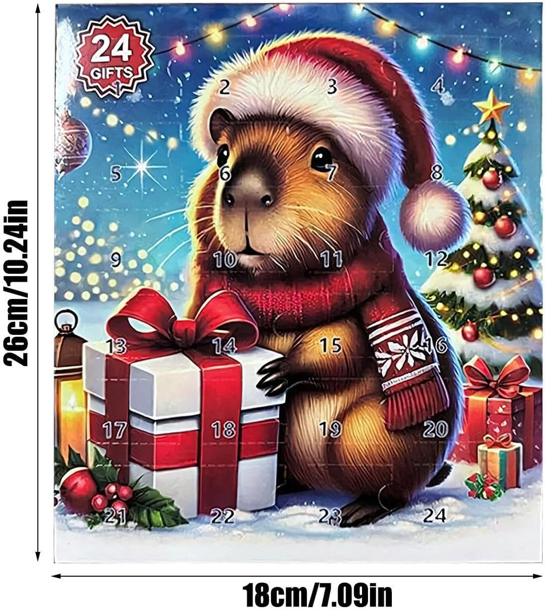 2025 Weihnachtskalender, 2025 Adventskalender Capybara Plüschtier, Niedliche Weihnachtsfigur Geschen