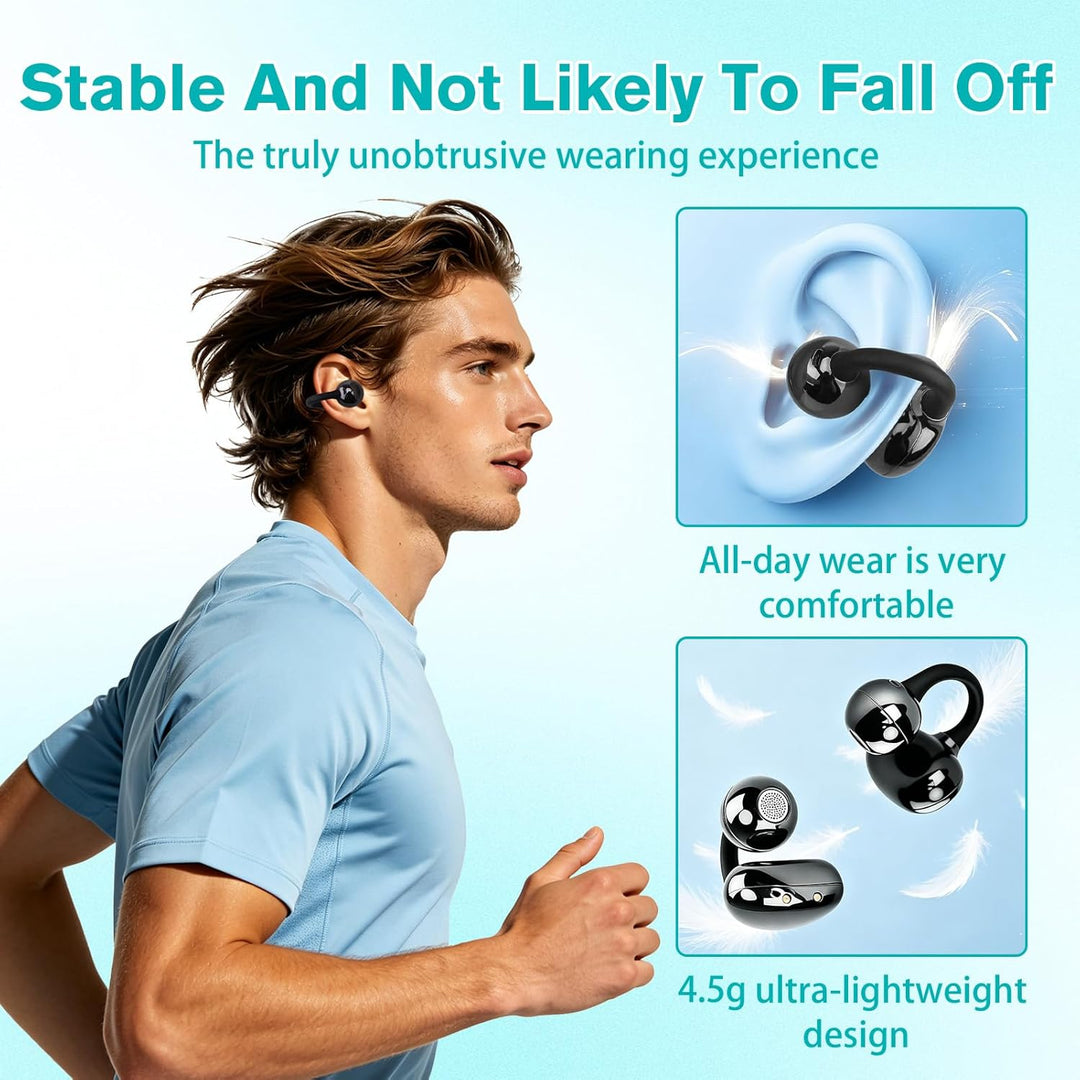 Kabellose Bluetooth Kopfhörer Ohrclip,20H Akkulaufzeit,Bluetooth 5,4 | Wasserdicht,Besonders Leicht,