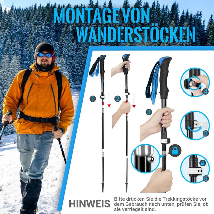 Glymnis Wanderstöcke Trekkingstöcke Walking Stöcke 7075 Aluminium Wanderstock verstellbar 110-130cm