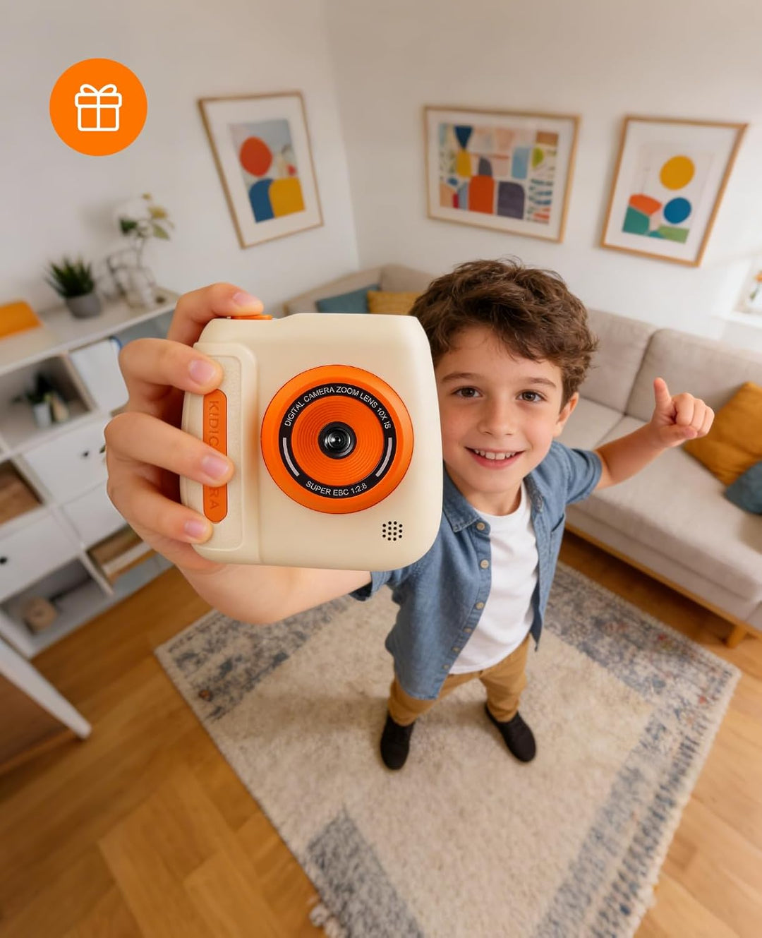 Sofortbildkamera für Kinder, 12 MP/1080P Digitalkamera für Kinder mit 32 G Karte und 3 Papierrollen,