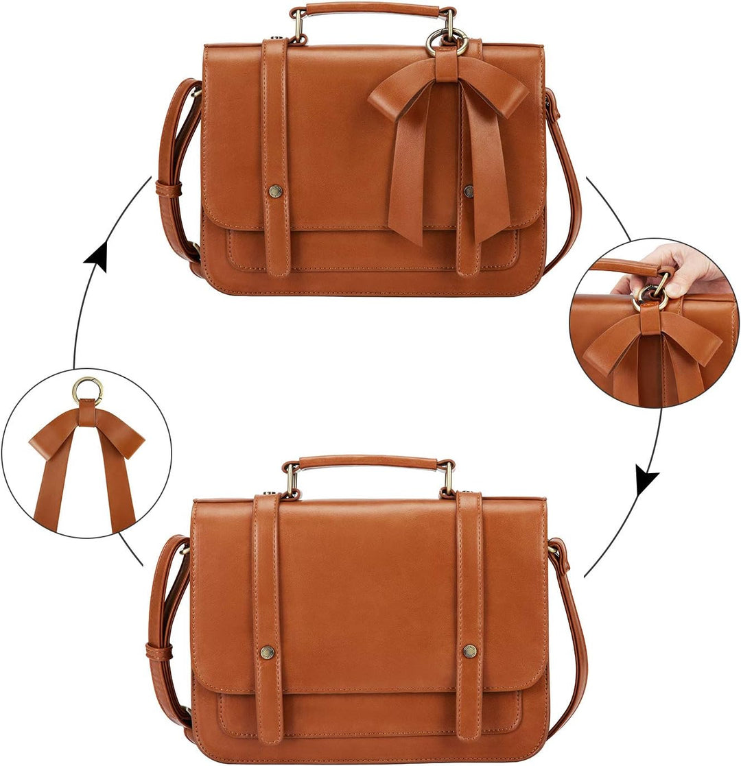 ECOSUSI Umhängetasche Damen Handtasche Kleine Schultertasche mit Abnehmbarer Schleife Crossbody Tasc