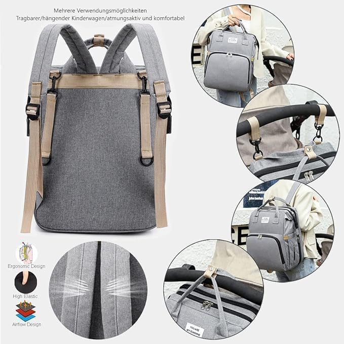 7 in 1 Wickeltasche, verlängerte Tasche für Babys, multifunktional, tragbar, mit Bett, mehrfarbig