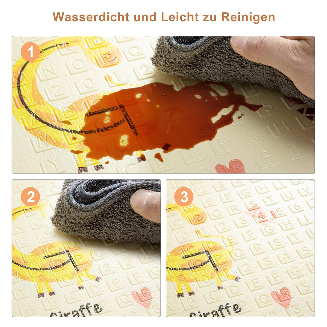 Faltbare Baby-Spielmatte – Extra grosse, wasserdichte Krabbelmatte aus weichem Schaumstoff, rutschfe