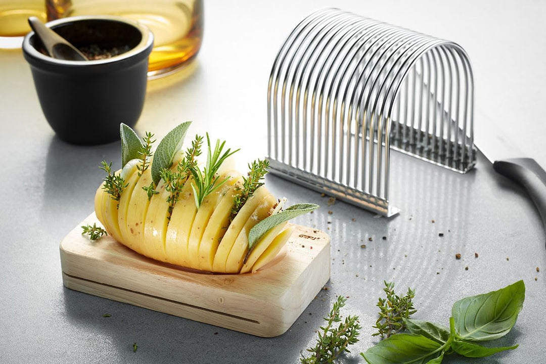 GEFU Fächerkartoffel-Schneider HASSEL – Perfekte Hasselback-Kartoffeln & Gemüse | Sicherer Halt, gle