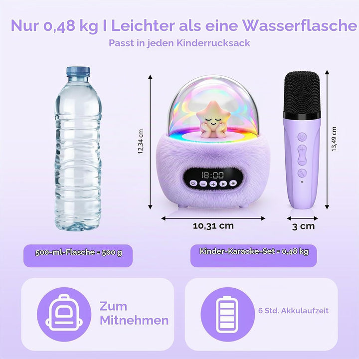 Karaoke Maschine mit 2 Bluetooth Mikrofonen für Kinder 3-8 Jahre | Tragbar, Sichere 85dB Lautstärke,