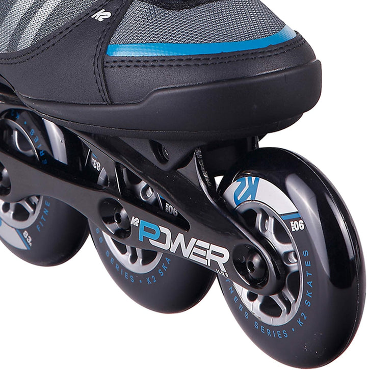 K2 Herren Power 90 Inline Skates EU: 44.5 (UK: 10 / US: 11) Black - Grey - Blue, EU: 44.5 (UK: 10 /