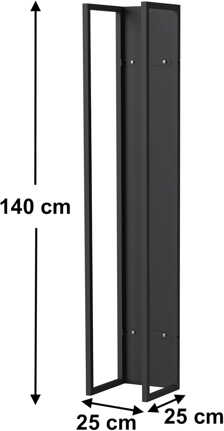 DanDiBo Kaminholzregal Innen Metall Schwarz Kaminholzständer mit Rückwand an der Wand Hängend Holzko