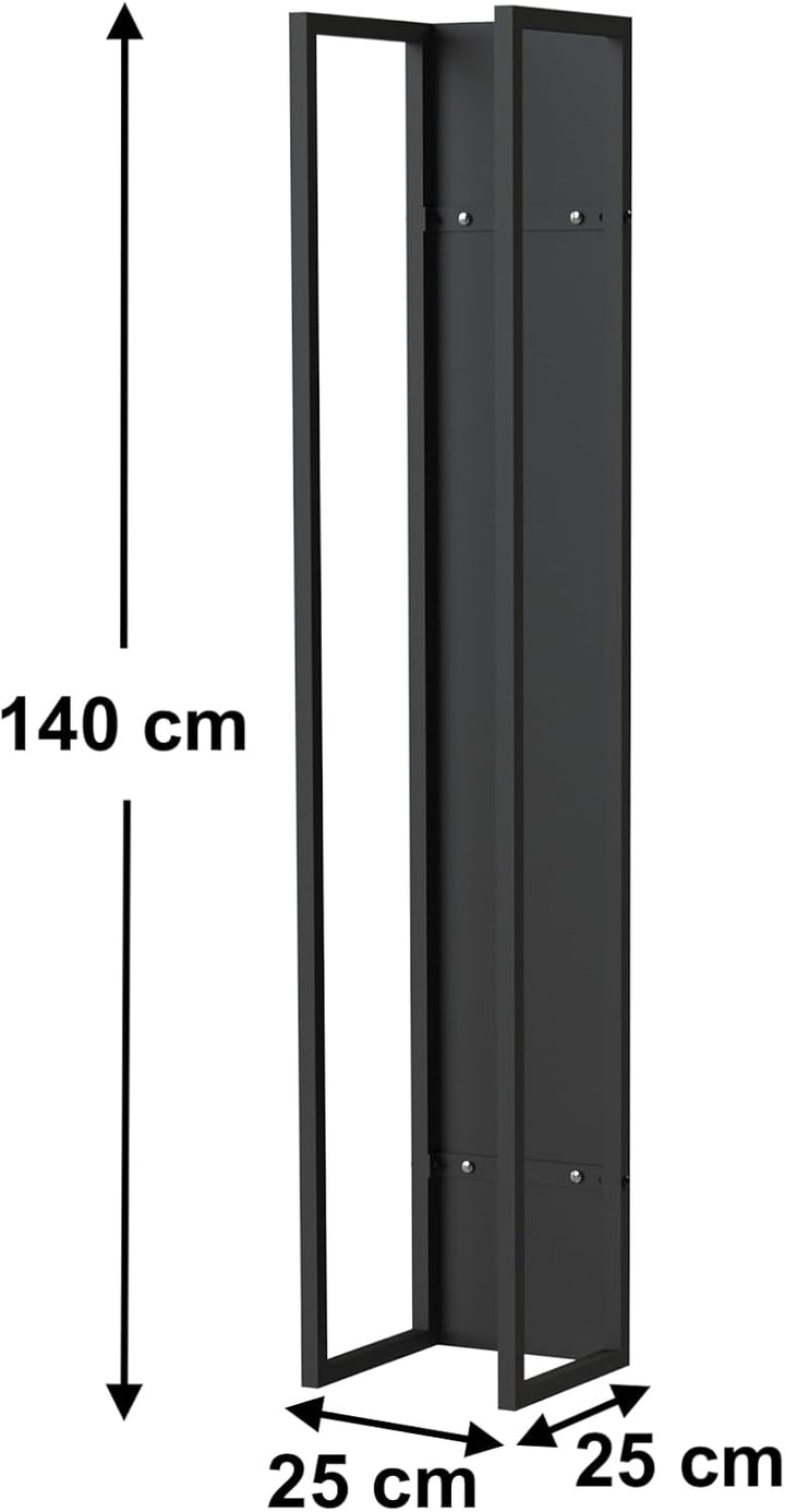DanDiBo Kaminholzregal Innen Metall Schwarz Kaminholzständer mit Rückwand an der Wand Hängend Holzko