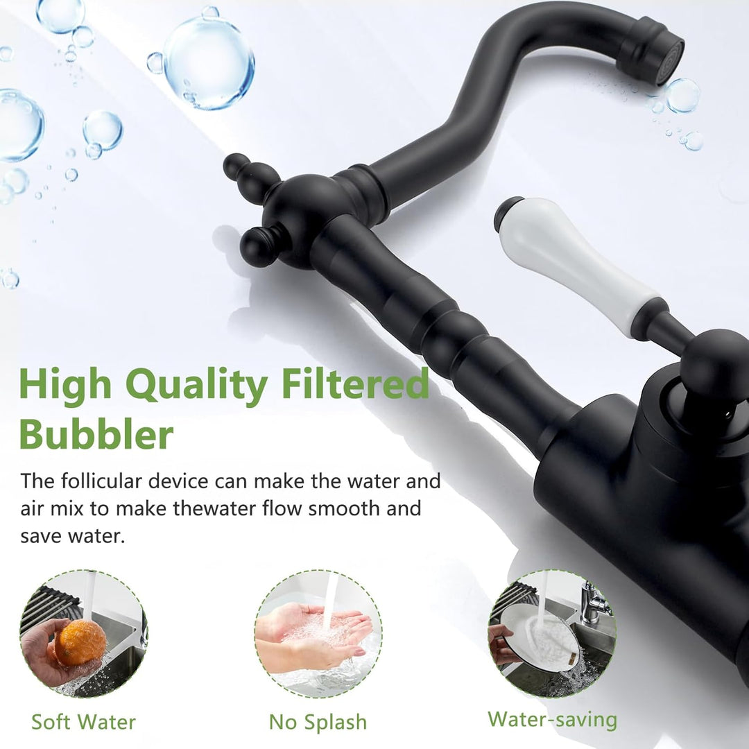 Wasserhahn Bad Schwarz Retro, Waschtischarmatur Hoch für Bad/Küche Waschbecken Armaturen, Einhebelmi