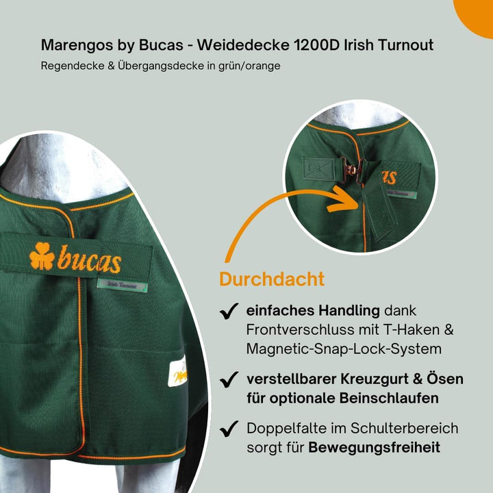Marengos by Bucas - Weidedecke 1200D Irish Turnout | als Regendecke & Übergangsdecke | wasserdichte