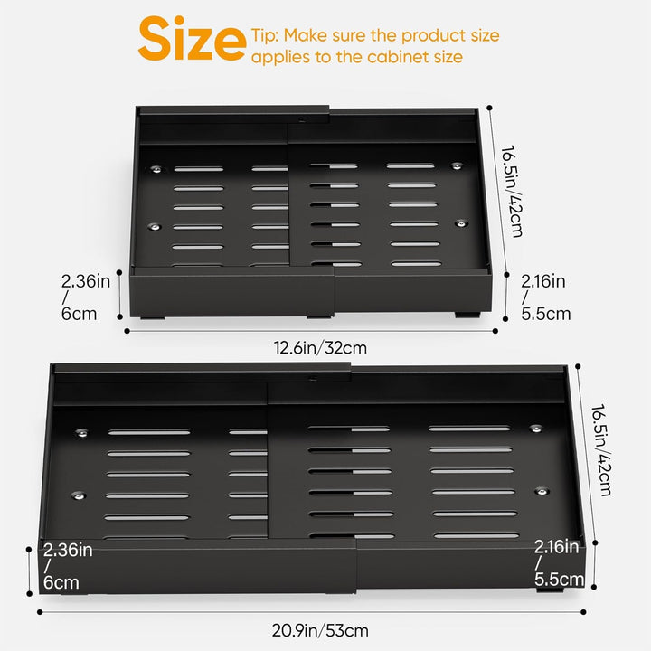 2 Pack erweiterbar Pull Out Cabinet Organizer Adhesive, Peel und Stick Slide Out Schubladen für Küch
