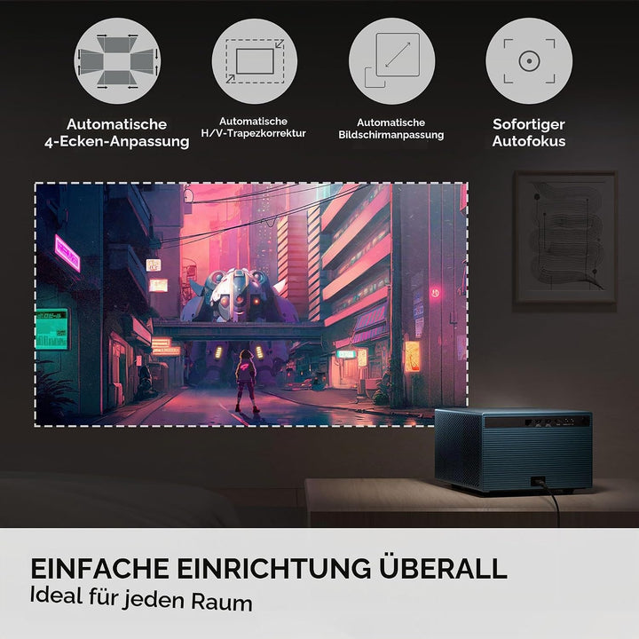 ViewSonic LX60HD Beamer Full HD 1080p mit Google TV, Mini Beamer für Heimkino, 630 ANSI Lumen, Autof