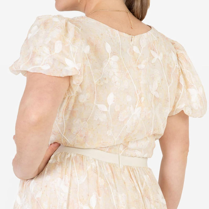 Lovedrobe Damen Ladies Plus Size Summer Dress for Women Curve Puffed Short Sleeve Maxi V-Neckline Fl