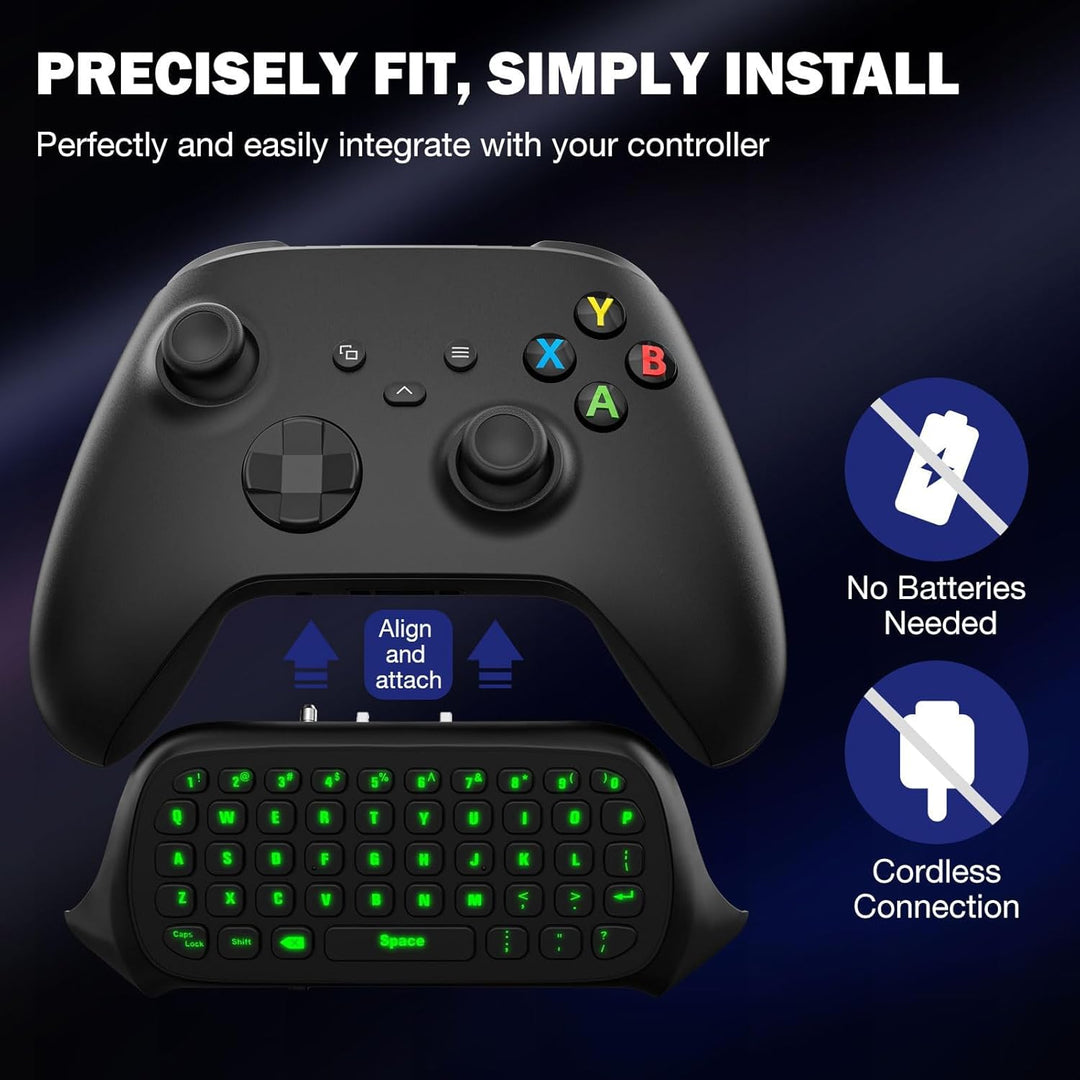 MoKo Xbox Mini Tastatur, 2.4G Empfänger Wireless Chatpad Game Tastatur mit Headset Green Hintergrund